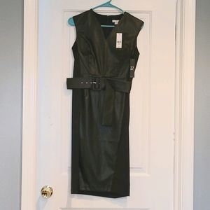 NY & Company Black Faux leather belted dress